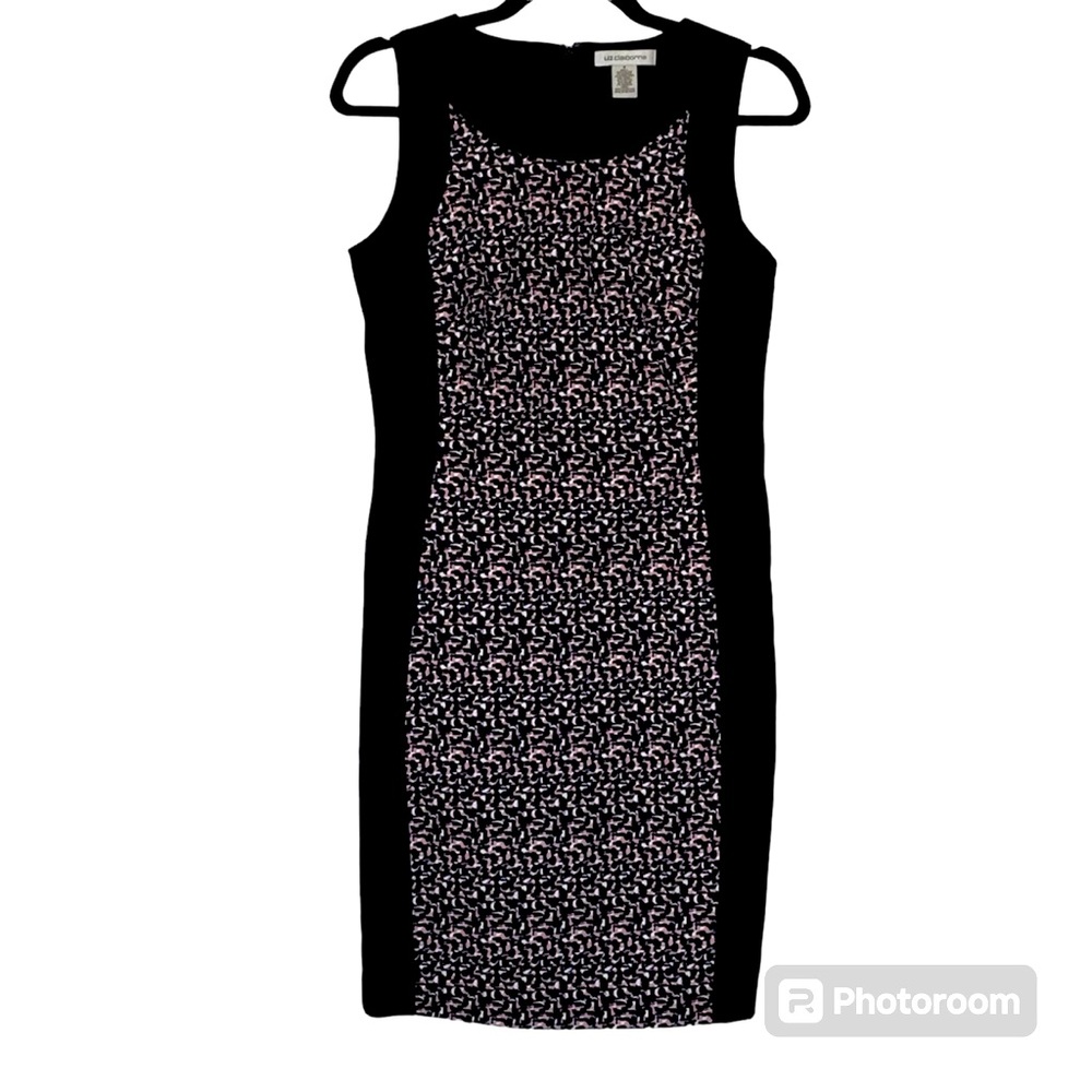 LIZ CLAIBORNE Women’s  Sheath Dress Black/Pink/Blue Abstract Block Sleeveless‎ 4